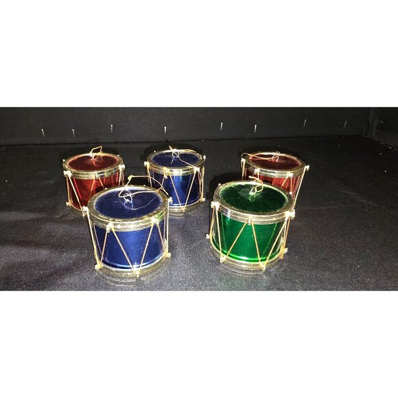 Vintage Christmas Tree Drum Shaped Ornaments Made in Hong Kong - Picture 3 of 8